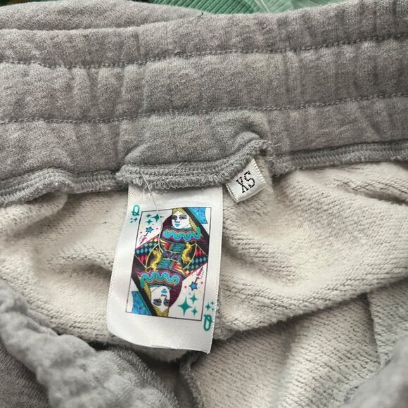 QUEEN OF SPARKLES KIDS SHORT XS GRAY LIGHTNING BLUE GREEN SEQUIN ELASTIC WAIST - Picture 5 of 7